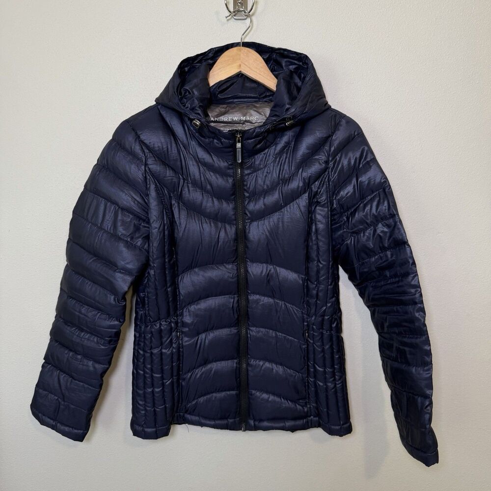 Andrew Marc Premium Down Packable Quilted Hooded Full Zip Puffer Jacket M